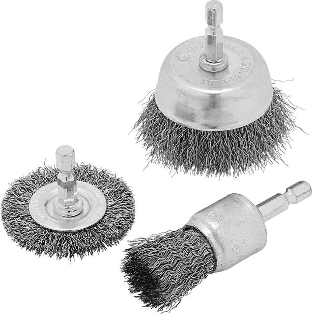 LUX-TOOLS 3-teiliges Stahlbürsten-Set in Silber - Bild 1