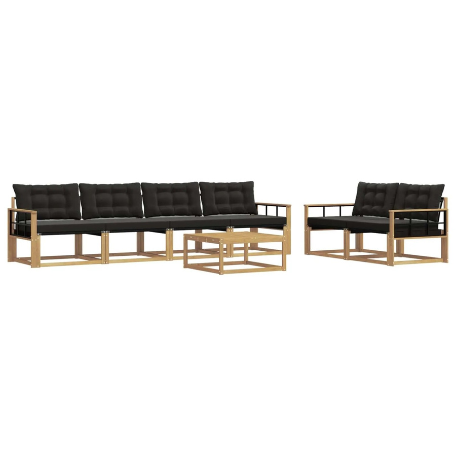 vidaXL Outdoor-Sofagarnitur 7-teilig in Weiß und Schwarz aus Holz und Polyester, B/T/H: 79 x 79 x 37 cm - Bild 2