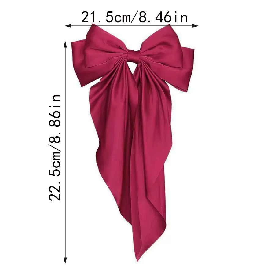 Haarspange Seidensatin, Rote Schleife mit Quastenband, Damen - Bild 3