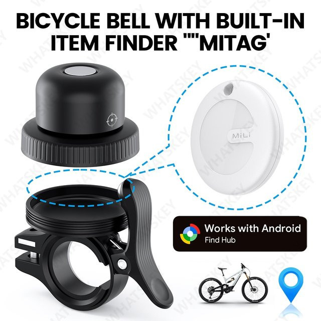 Peocke GPS-Tracker Anti-Verlust Sicherheitswarnalarm für MTB und Fahrradlenker in Schwarz - Bild 1