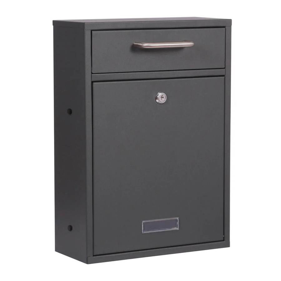 Wiltec Briefkasten aus Stahl in Anthrazit mit Namensschild und 2 Schlüsseln, Wandmontage, B/H/T: 40,0 x 28,5 x 12,0 cm - Bild 2