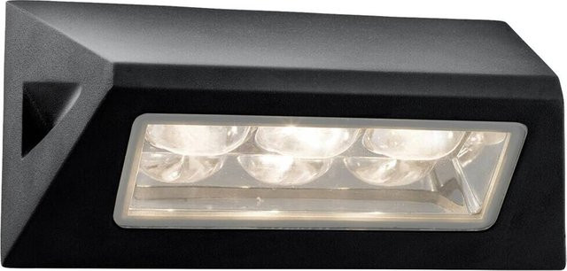 Moderne LED-Außenwandleuchte in Schwarz und Transparent aus Aluminium und Glas, B/H/T: 21 x 11 x 7 cm - Bild 1