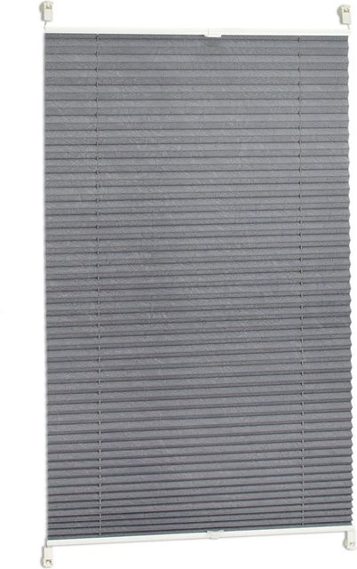 Relaxdays Plissee Rollo Grau Halbtransparent aus Polyester ohne Bohren B: 100 cm, H: 130 cm - Bild 1