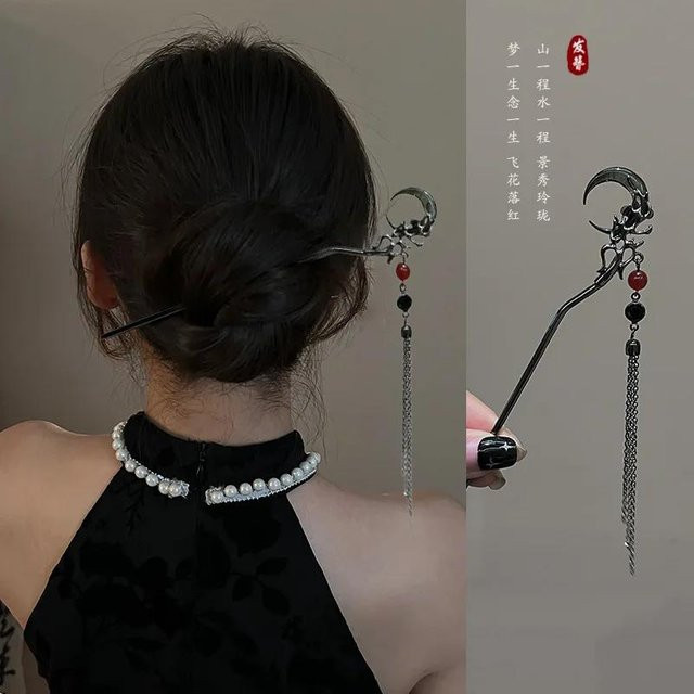 YULIN Haarnadel Schmetterlingsblumen-Quasten, Metall, Damen - Bild 1