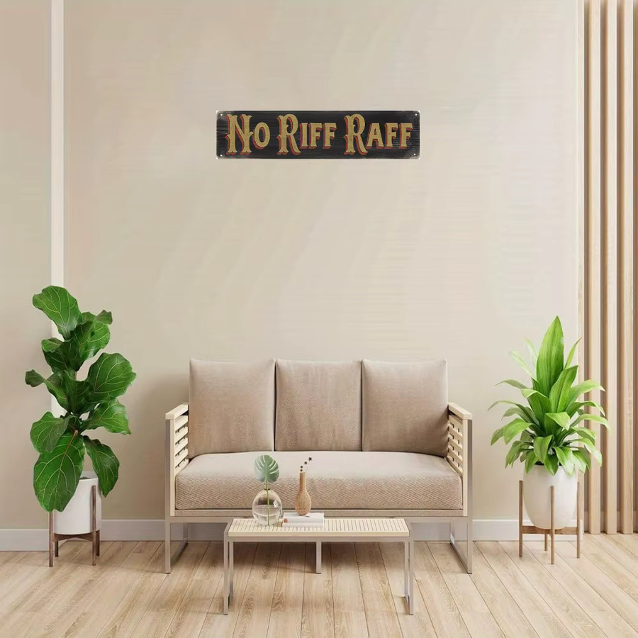 CIFBUY Vintage No Riff Raff Metallschild in Rot-Gold, Wanddekoration im Distressed-Stil, Breite: 40,64 cm, Höhe: 10,16 cm - Bild 3