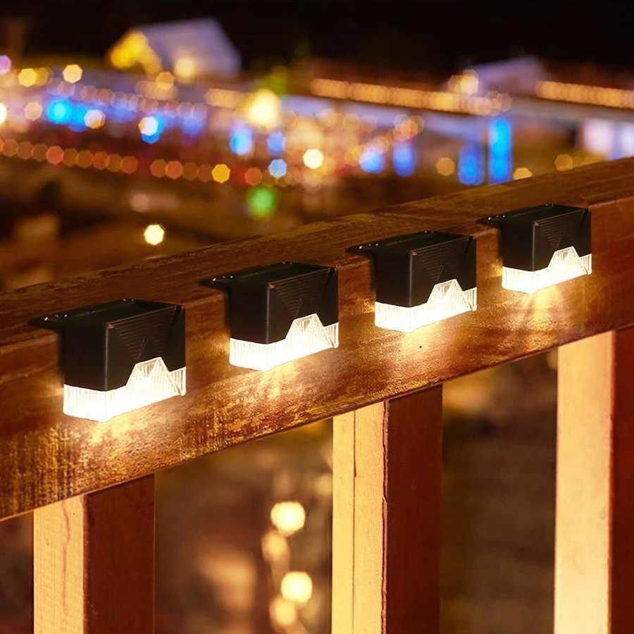 SHIJIN Light 16er Set Solar-LED-Außenleuchten in Schwarz mit buntem RGB-Licht, wasserdichte Solar-Treppenleuchten für Garten und Weg - Bild 2