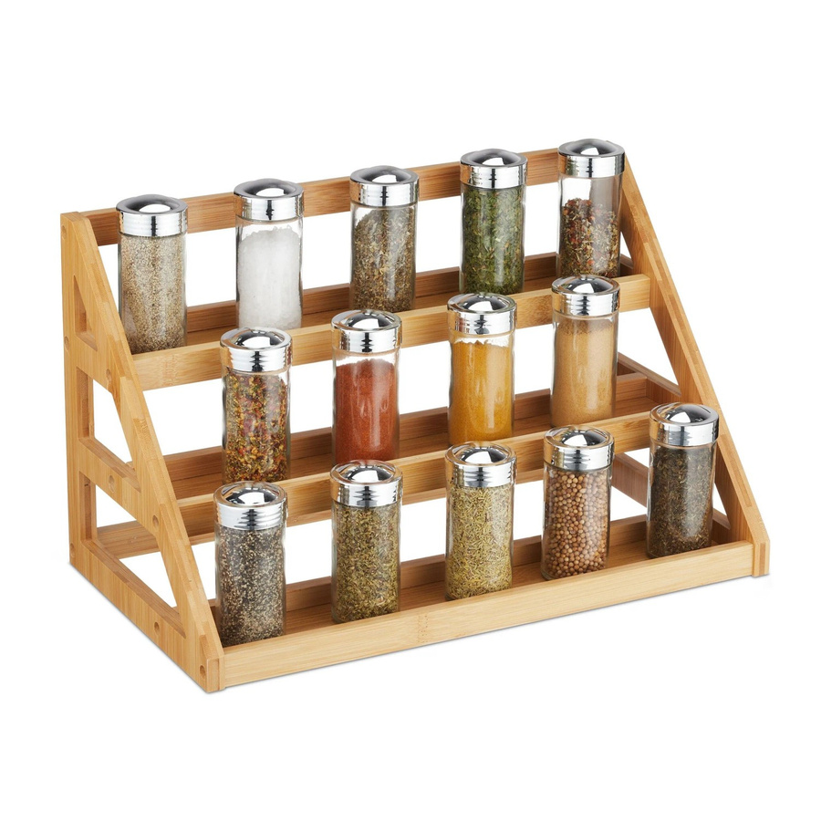 Relaxdays Gewürzregal aus Bambus in Natur Braun, B/T/H: 39,5 x 23,5 x 21,5 cm - Bild 2