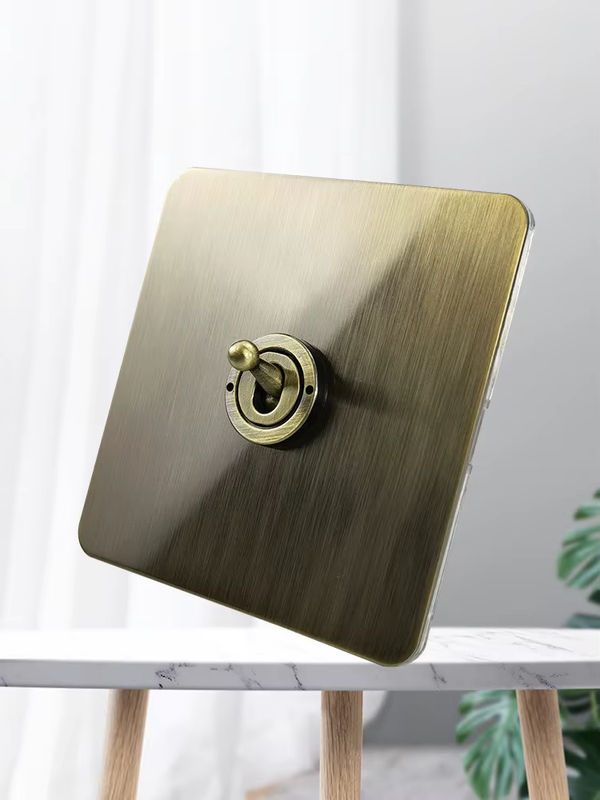 Retro Wallpad Dimmer und Kippschalter in Bronze und Stahl für den Einbau - Bild 4
