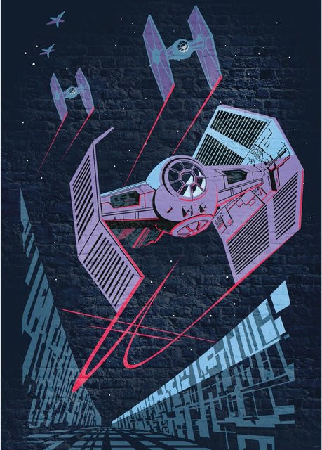 Komar Fototapete Vlies Star Wars Classic Concrete TIE-Fighter Multicolor B: 200 cm, H: 280 cm - Bild 1