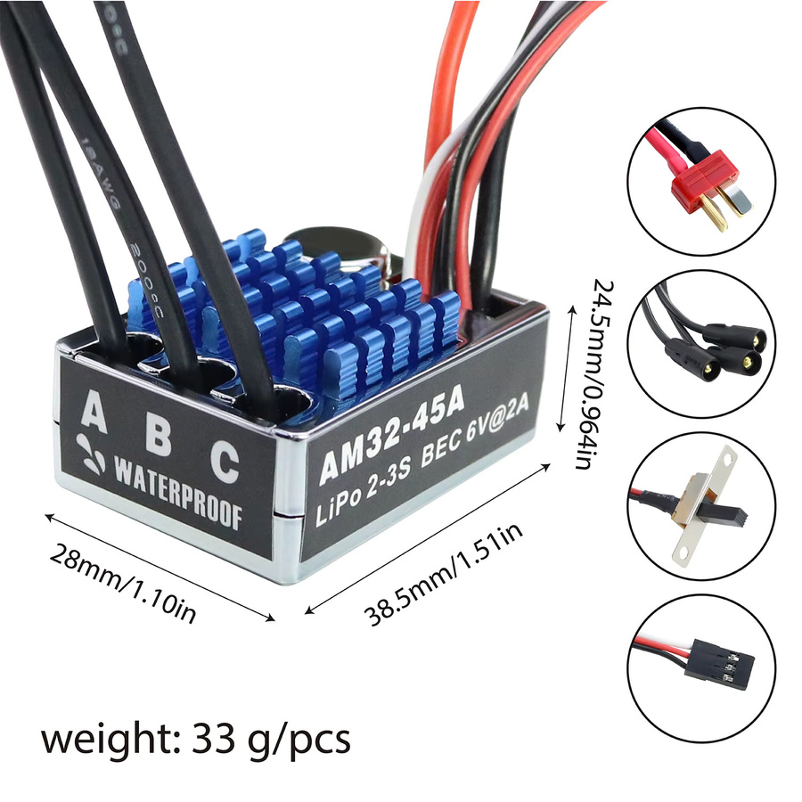 WWXRC MN128 MN86 AM32 45A ESC 2830 2400KV Outrunner Brushless Motor T-Stecker-Regler, 1:12, Zubehör, Metall - Bild 4
