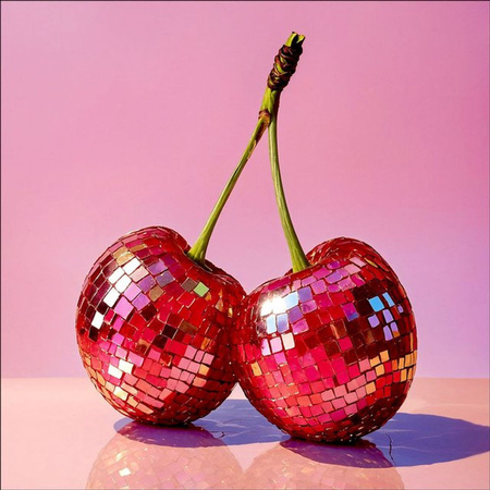 PRO ART Glasbild GLITTER CHERRY Dekoration mit floralem Motiv in Rot und Mehrfarbig, Quadratisch, 30 x 30 cm