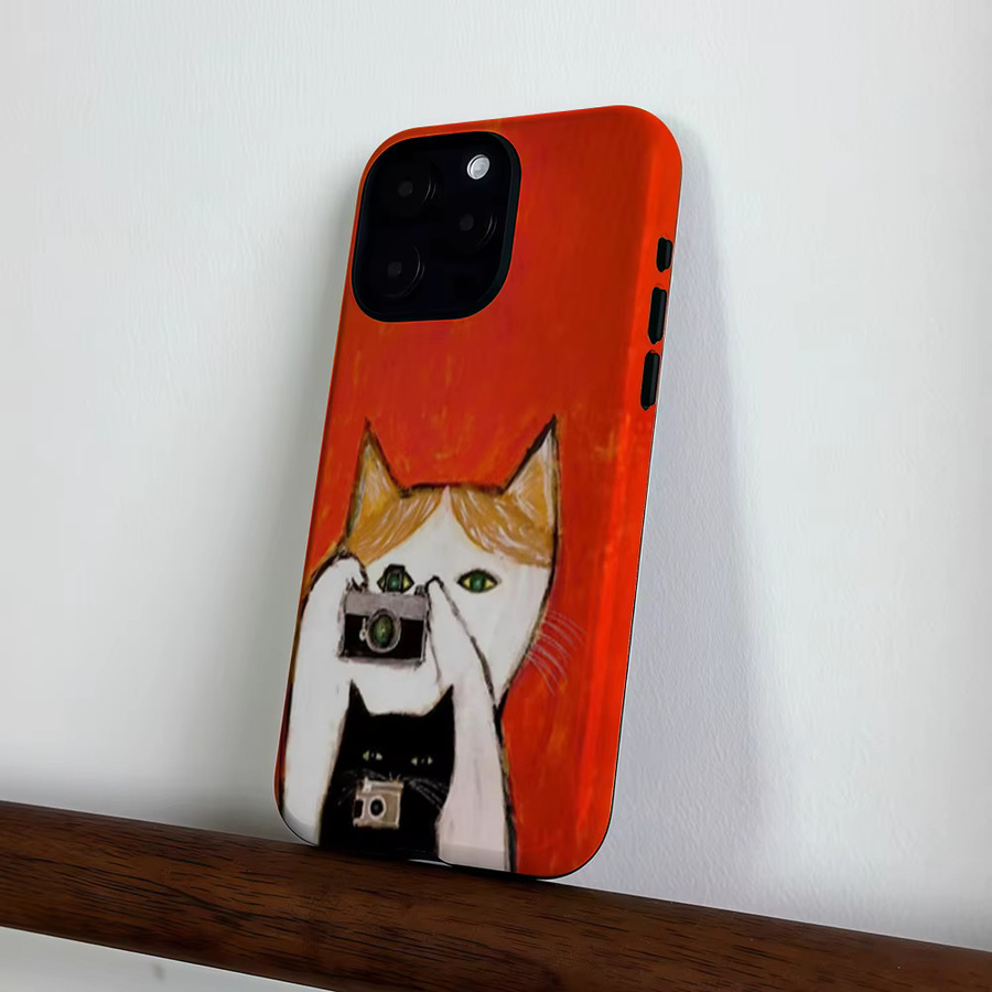 CaseLumi Matte Bumper MagSafe Schutzhülle für iPhone 17 16 15 14 13 Pro Max mit Katzen-Fotografie-Kunst-Design aus hartem PC - Bild 3