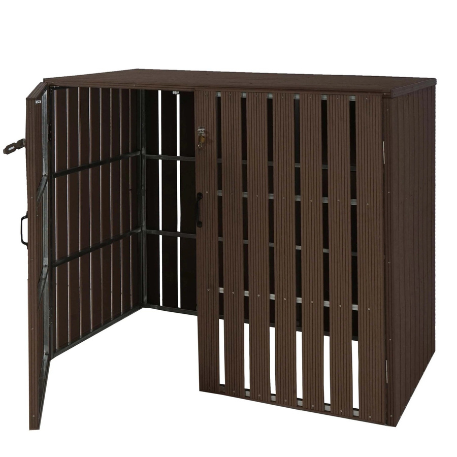 MCW WPC-Mülltonnenverkleidung J28 Mülltonnenbox in Holzoptik Braun, B/H/T: 140 x 115 x 100 cm - Bild 2