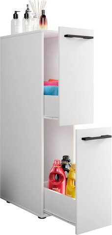 VCM Mehrzweckschrank Sadilo L aus Holz in Weiss mit zwei Schubladen, B/T/H: 25 x 50 x 110 cm - Bild 1