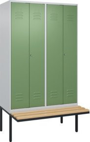 C+P PSA Doppel-Spind Classic PLUS Sitzbank mit 4 Abteilen, Buche-Hartholz und Zylinderschloss, B/T/H: 212 cm x 120 cm x 81,5 cm - Bild 1