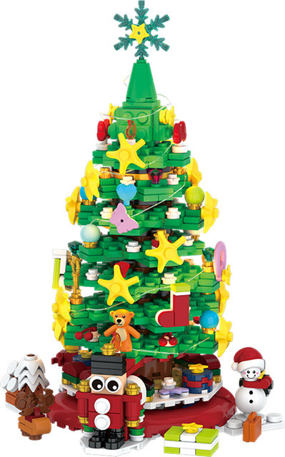 DBPALY Weihnachtsbaum DIY Bausteine Set aus Kunststoff in Mehrfarbig als Desktop Ornament und Kinderspielzeug - Bild 1