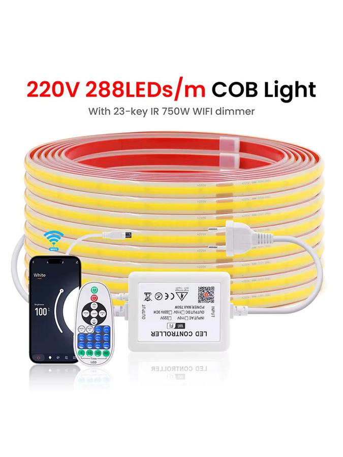 Tuya WiFi Smart COB LED-Lichtleiste Weiß, dimmbar, CCT, wasserdicht, kompatibel mit Amazon Alexa, AC 220V - Bild 5
