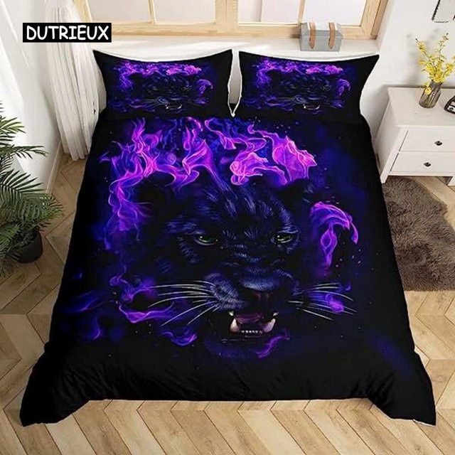 Bettwäscheset mit Tiger-Motiv von Binchi Outdoor Product aus Mikrofaser, Farbe Schwarz, Breite: 140 cm, Höhe: 210 cm - Bild 1