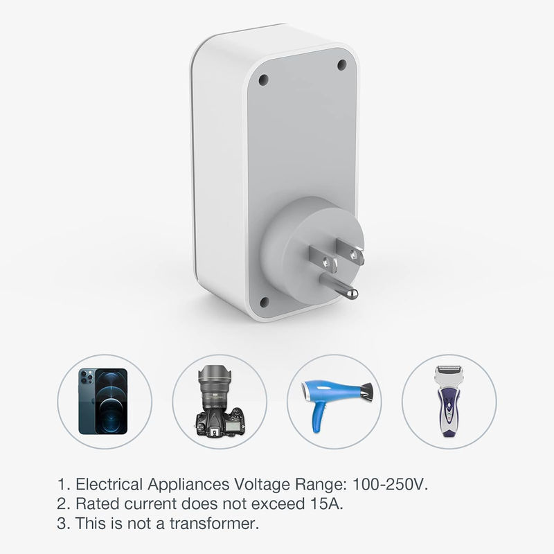 TESSAN Steckdosenadapter für USA, Kanada, Frankreich und Mexiko mit 3 USB-A und 1 USB-C Port in Grau - Bild 2