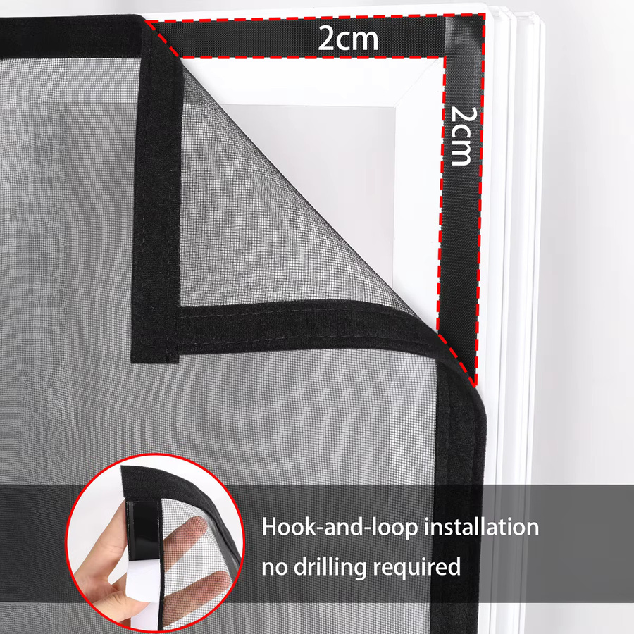 TranquilTouch Insektenschutz Netz für Fenster in Schwarz, selbstklebend und wiederverwendbar mit Reißverschluss, Breite: 140 cm, Höhe: 60 cm - Bild 5