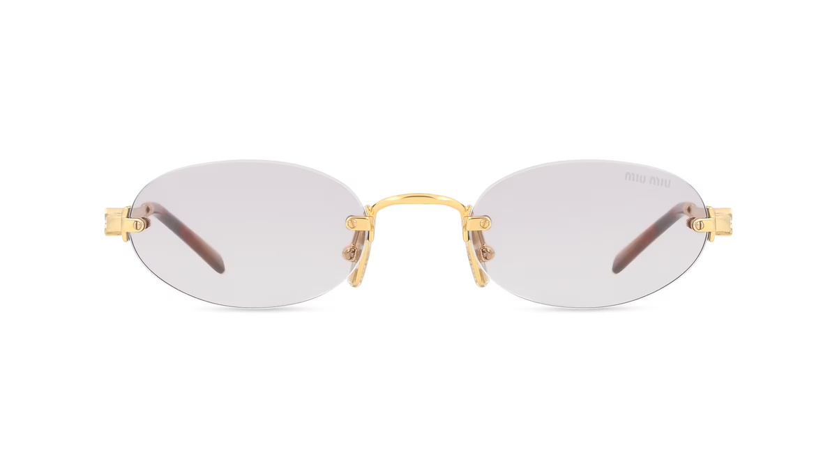 Miu Miu MUA54S Sonnenbrille, randlos, oval, Metall, gold, Damen - Bild 1