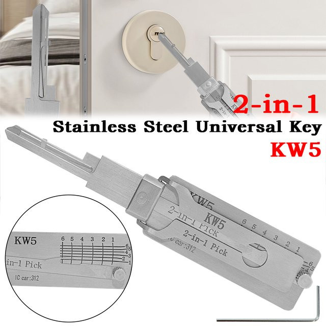 KW5 Schlüssel Decoder 2-in-1 aus Edelstahl in Silber für Gerade Slot Schlüssel Reparatur - Bild 1