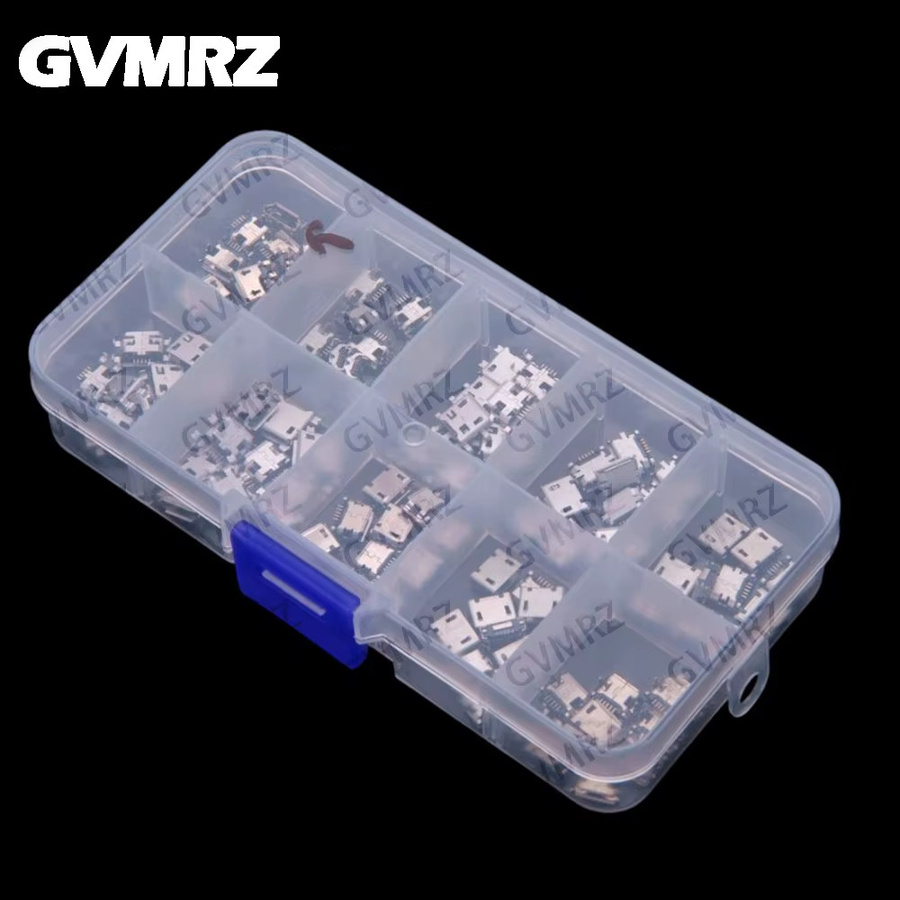 10Values Micro-USB-Buchsenstecker MK5P, versenkt, oberflächenmontiert, Farbe: Silber, 100 Stück - Bild 2