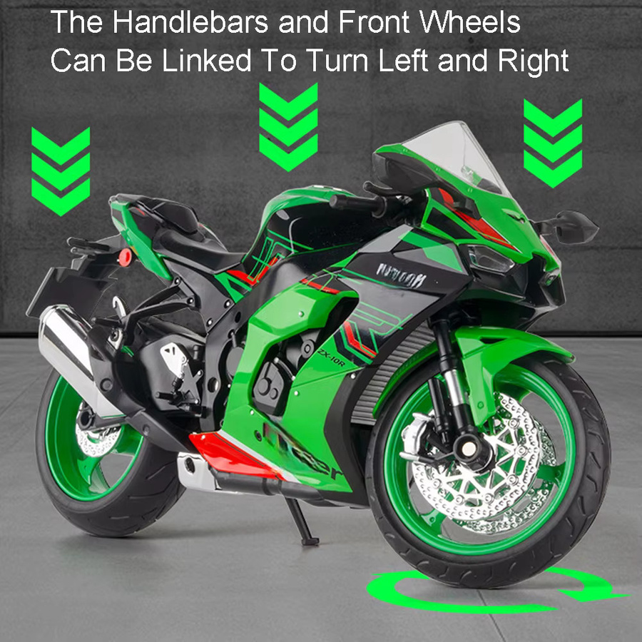 MAKEDA Kawasaki ZX-10R NIJIA H2R Motorrad Modell, 1:9, Metall, mit Sound und Licht - Bild 2