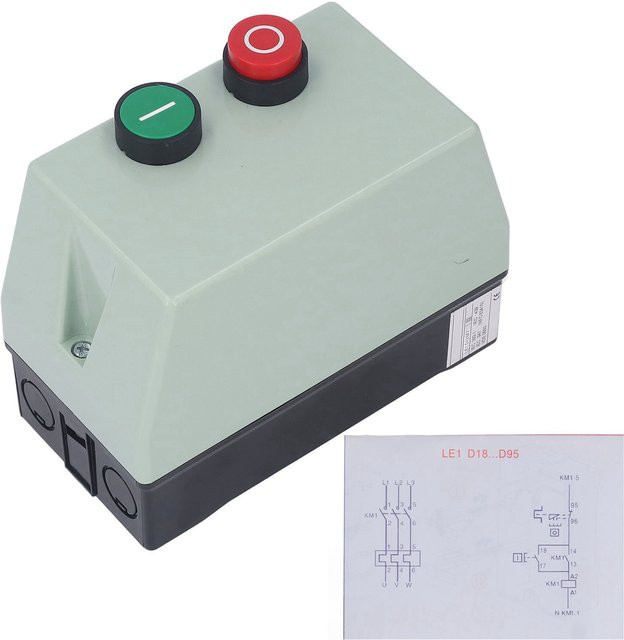 Qiilu Magnetischer Motorstarter wasserdicht und flammhemmend, einphasig 220V 230V oder 3 Phasen 380V 400V, Farbe: Grün/Grau - Bild 1