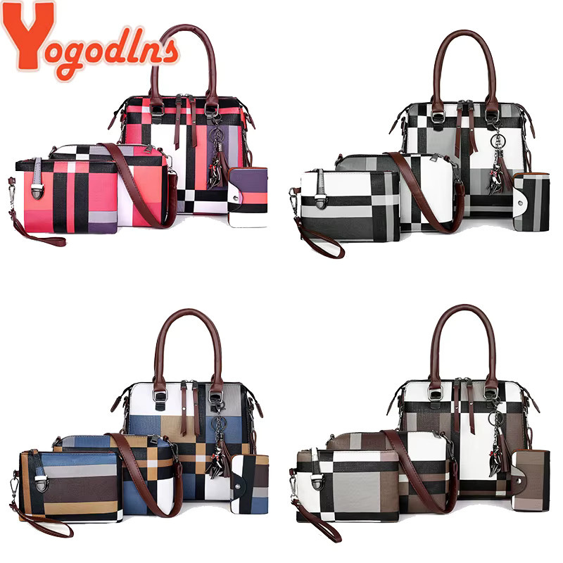 Yogodlns Handtaschen Set 4-teilig, Plaid, Damen - Bild 1