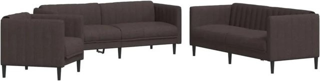 vidaXL 3-teilige Sofagarnitur aus Stoff in Dunkelbraun mit 3-Sitzer, 2-Sitzer und Sessel im modernen Design - Bild 1