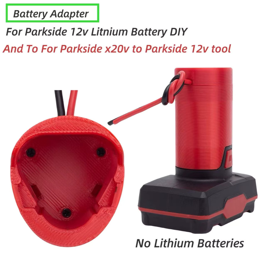 Parkside Batterie-DIY-Steckeradapter 14AWG für Lidl Parkside X20V Team und kompatible 12V Elektrowerkzeuge, Farbe: Rot - Bild 2
