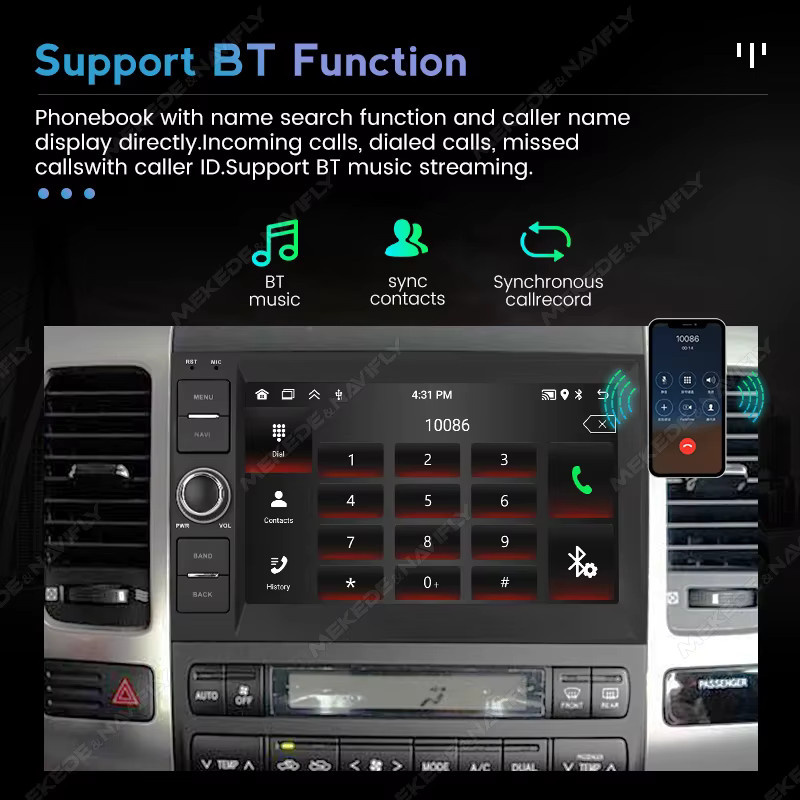 NaviFly Android 14 Auto Radio für Toyota Land Cruiser Prado 120 mit 7 Zoll Display, 2GB RAM, 64GB Speicher, GPS, Wireless Carplay und Multimedia Player in Schwarz - Bild 3