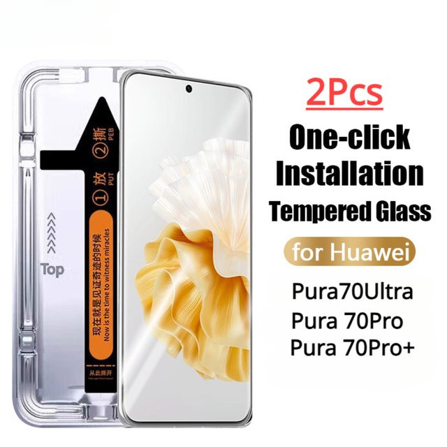 2 Stück Huawei Pura 70 Ultra Pura 70 Pro Plus P70 Pro Displayschutzfolien aus gehärtetem Glas mit 3D-Ein-Klick-Installation, transparent - Bild 1