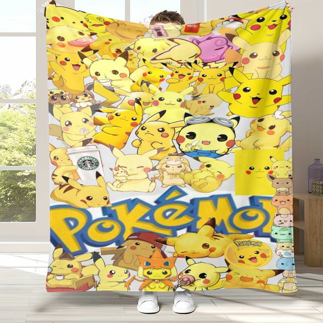 Potdemiel Pikachu Pokemon Flanell-Plüschdecke in Multicolour für Bett, Sofa und Camping - Bild 1