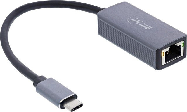 InLine USB 3.2 zu 2.5Gb/s Ethernet Netzwerk-Adapter Typ-C auf RJ45 in Grau (33380M) - Bild 1