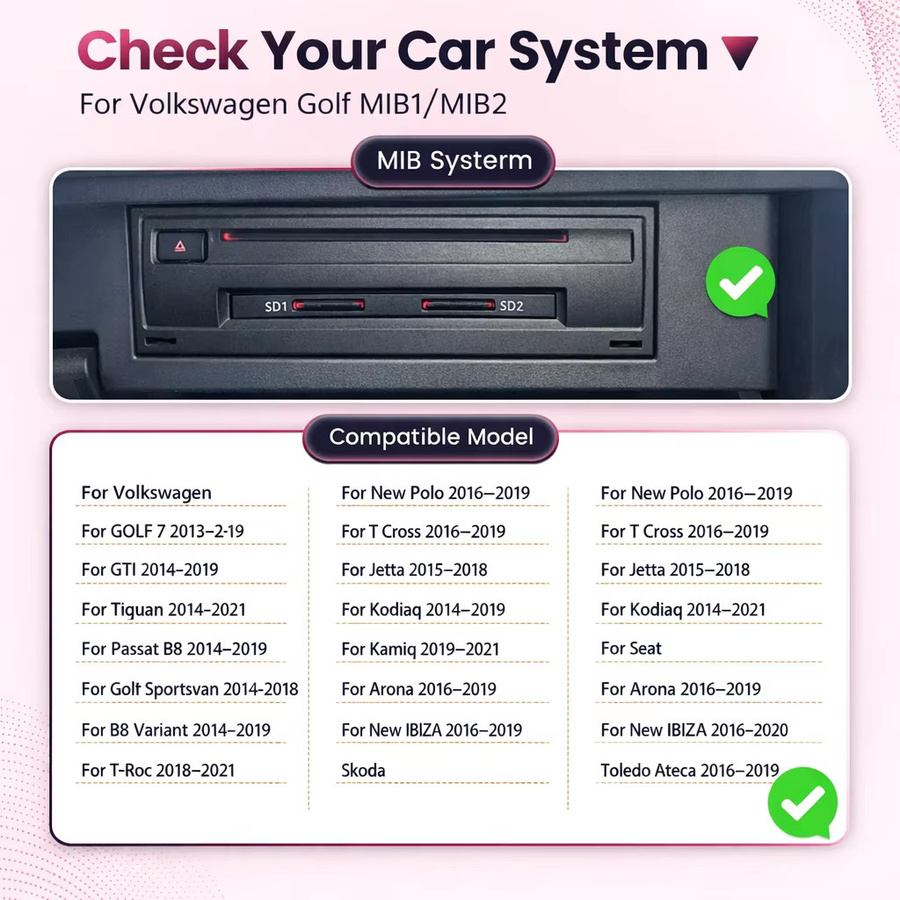AUTOABC Kabelloses CarPlay und Android Auto Interface für VW Volkswagen Skoda Octavia A5 Golf 7 Polo Passat B8 MIB MIB2 mit Bluetooth und Mirror Link in Schwarz - Bild 4