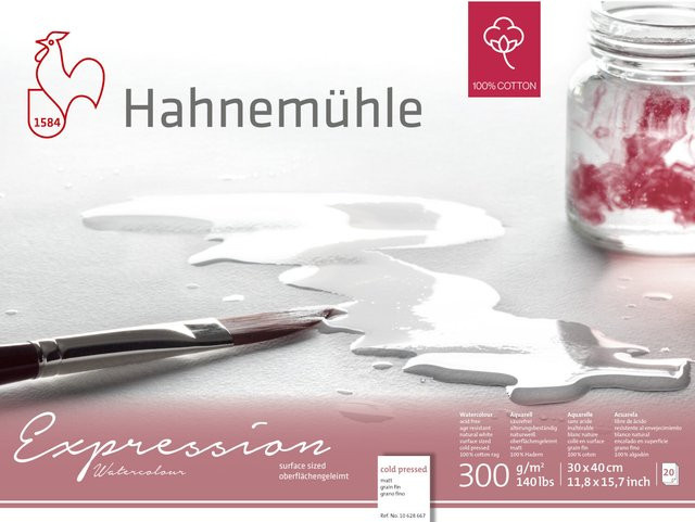 Hahnemühle Expression Aquarellpapier matt, 20 Blatt, B: 30 cm, H: 40 cm, 300 g/m² - Bild 1