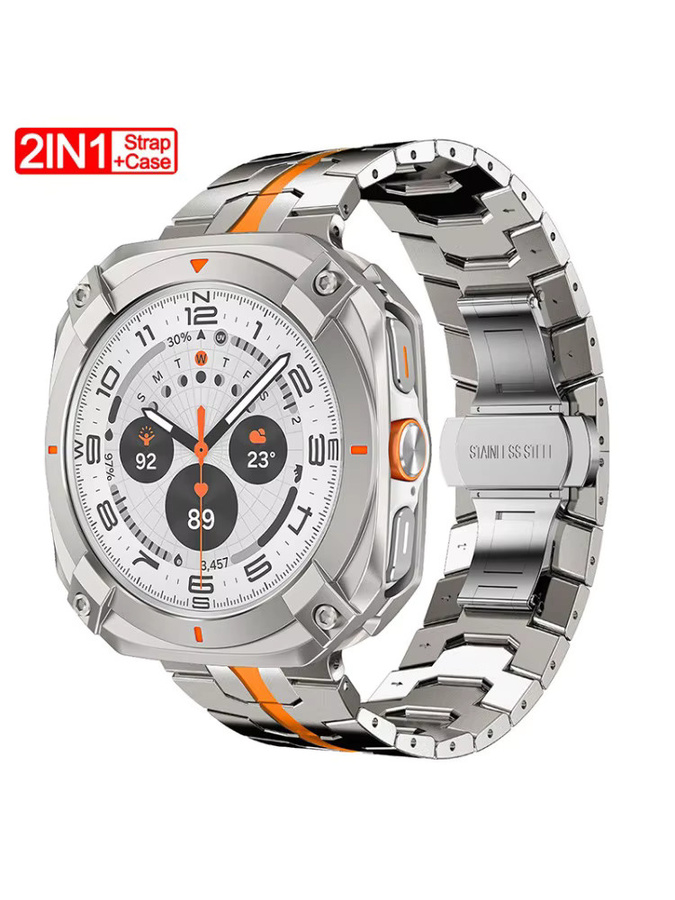 CHIICSMART Uhrenarmband und Gehäuse für Samsung Galaxy Watch Ultra 47mm, Edelstahl, Silber, Herren - Bild 6