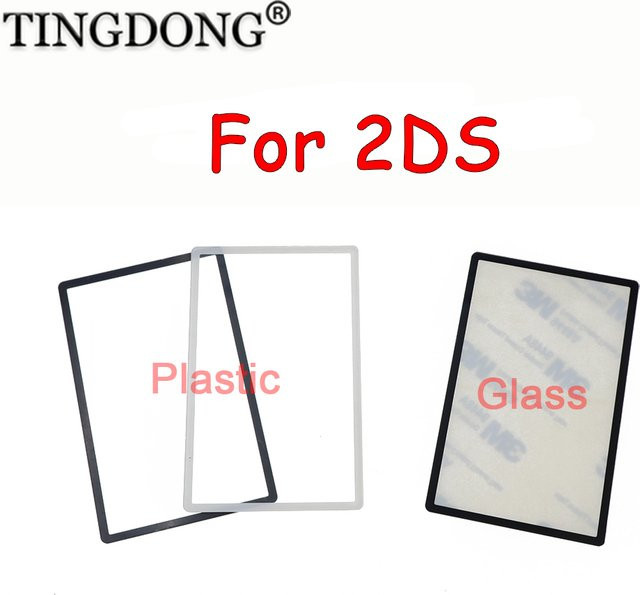 TingDong Ersatz-Oberseite LCD-Abdeckung aus Kunststoff-Spiegelglas für Nintendo 2DS in Weiß und Transparent - Bild 1