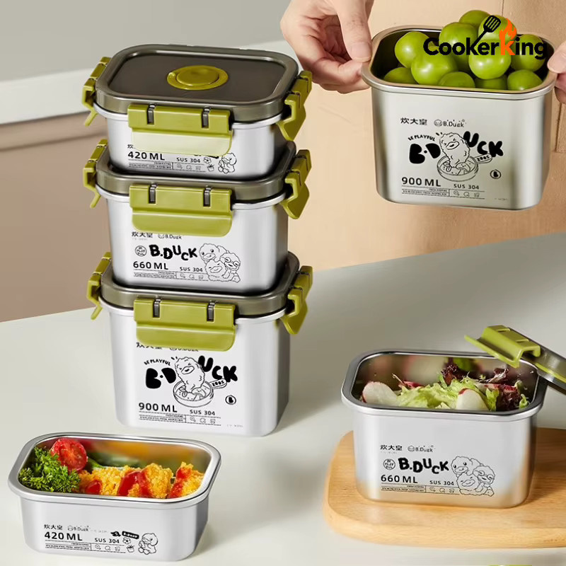 COOKER KING B.Duck Fresh Box Isolierte Bento Box aus Edelstahl und PP mit 420 ml, 660 ml und 900 ml - Bild 2