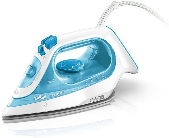 Braun TexStyle 3 Dampfbügeleisen SI3053BL in Weiß/Blau mit 2400 W, Keramik-Bügelsohle und vertikaler Dampffunktion - Bild 1