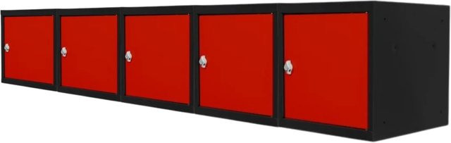 PROREGAL Blocky Schließfachwürfel Set aus 5 Stück mit Drehriegelschloss für Vorhängeschlösser, Farbe: Anthrazit/Verkehrsrot, B/T/H: 40 x 40 x 40 cm - Bild 1