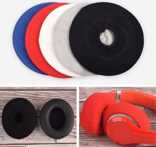 Staubschützende Ohrpolster aus gestricktem Stoff für Beats Solo 2/3 und Studio 2/3 Kopfhörer, 1 Paar, Blau/Mehrfarbig - Bild 1