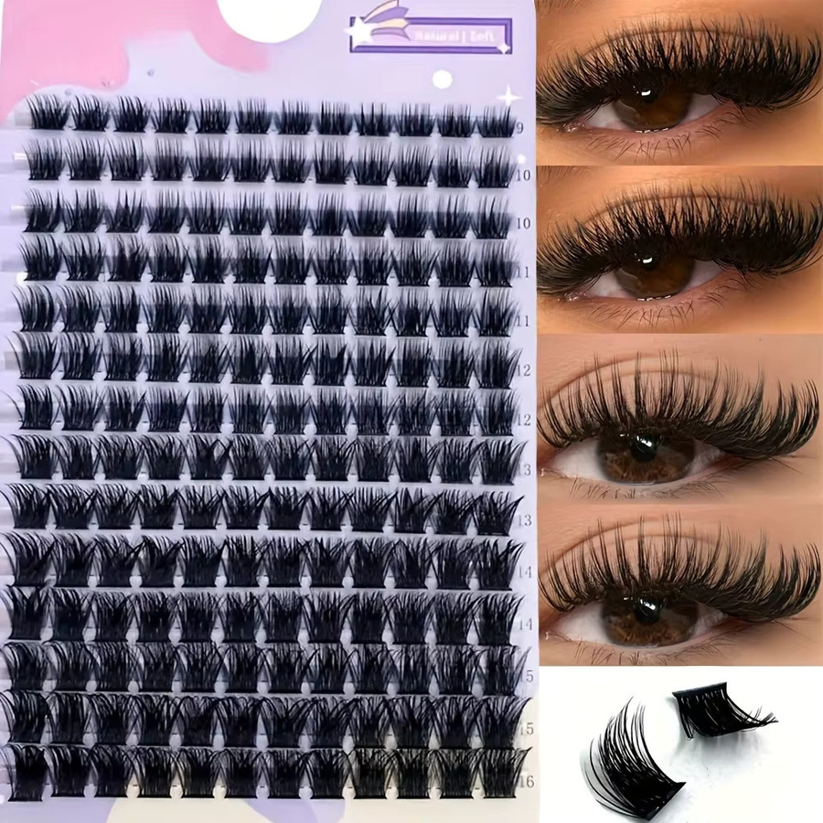 MIAOJIE Wimpern-Cluster, 0,07mm, D-Curl, 9-16mm, Schwarz, Natürlich - Bild 2