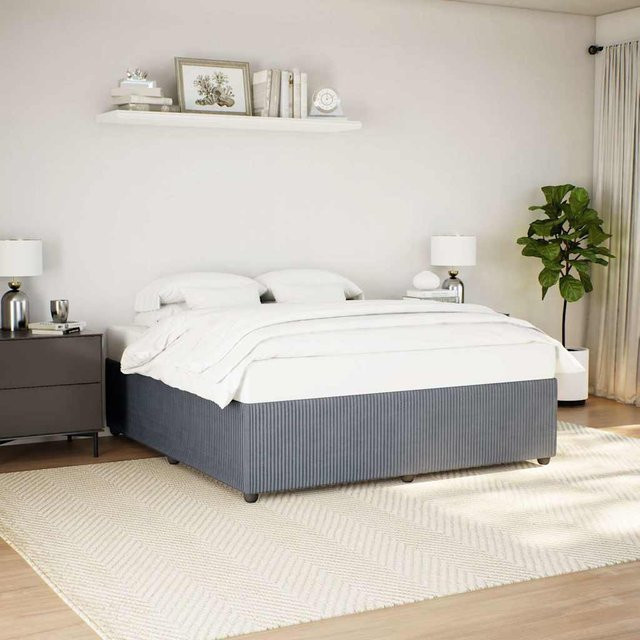 vidaXL Bettgestell aus Samt in Grau, B/T/H: 200 x 200 x 46 cm - Bild 2