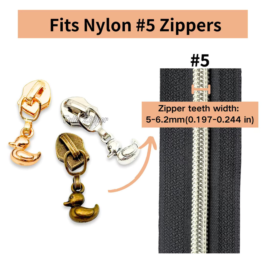 5er Set Nylon-Reißverschlüsse mit Entenkopf-Schieber für Taschen, Kleidung und DIY-Projekte - Bild 2