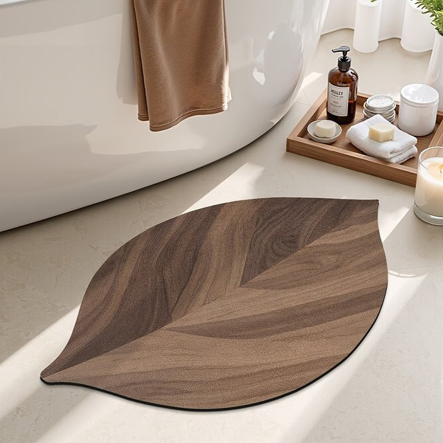 VIKAMA Alien Creative Leaf Badezimmer-Bodenmatte in Braun, rund und rutschfest - Bild 1