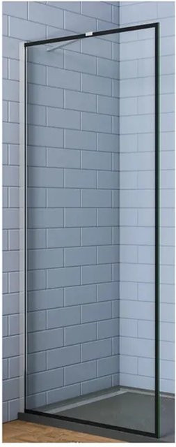 Duschparadies Walk In Duschabtrennung aus Klarglas mit Schwarzrahmen und Stabilisierungsstange, B/T/H: 120 x 200 cm, 8mm Nano Glas - Bild 1