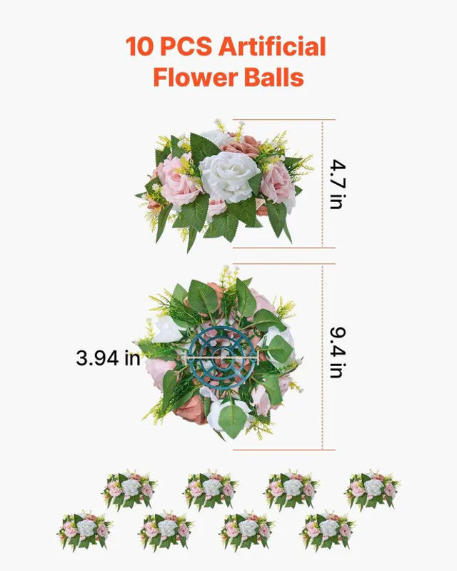 Künstliche Blumenkugeln von Buying Solutions, MB in Rosa und Weiß für deine Hochzeits-Tischdekoration - Bild 8